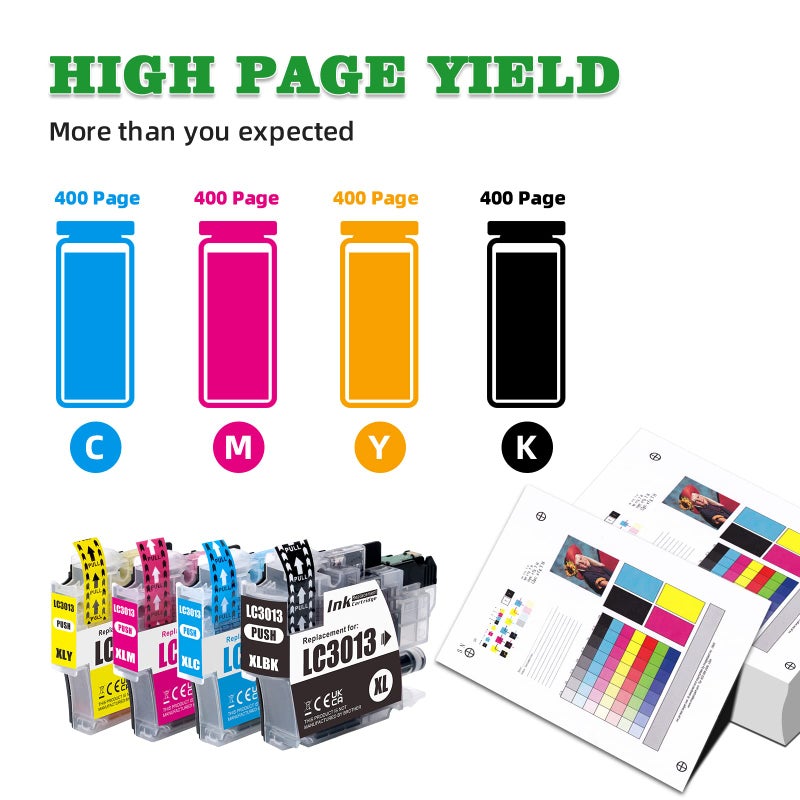 GREENARK Compatible Ink Cartridge Replacement for Brother LC3013 LC 3013XL Black High Yield Ink Cartridges 4 Pack LC3013 BK Work for Brother MFC-J491DW MFC-J497DW MFC-J690DW MFC-J895DW Printers - Image 5